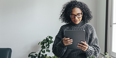 Female on a tablet