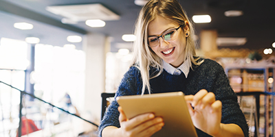 Female using iPad