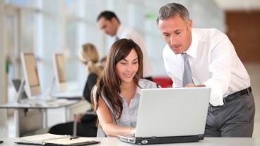 Two colleagues with laptop